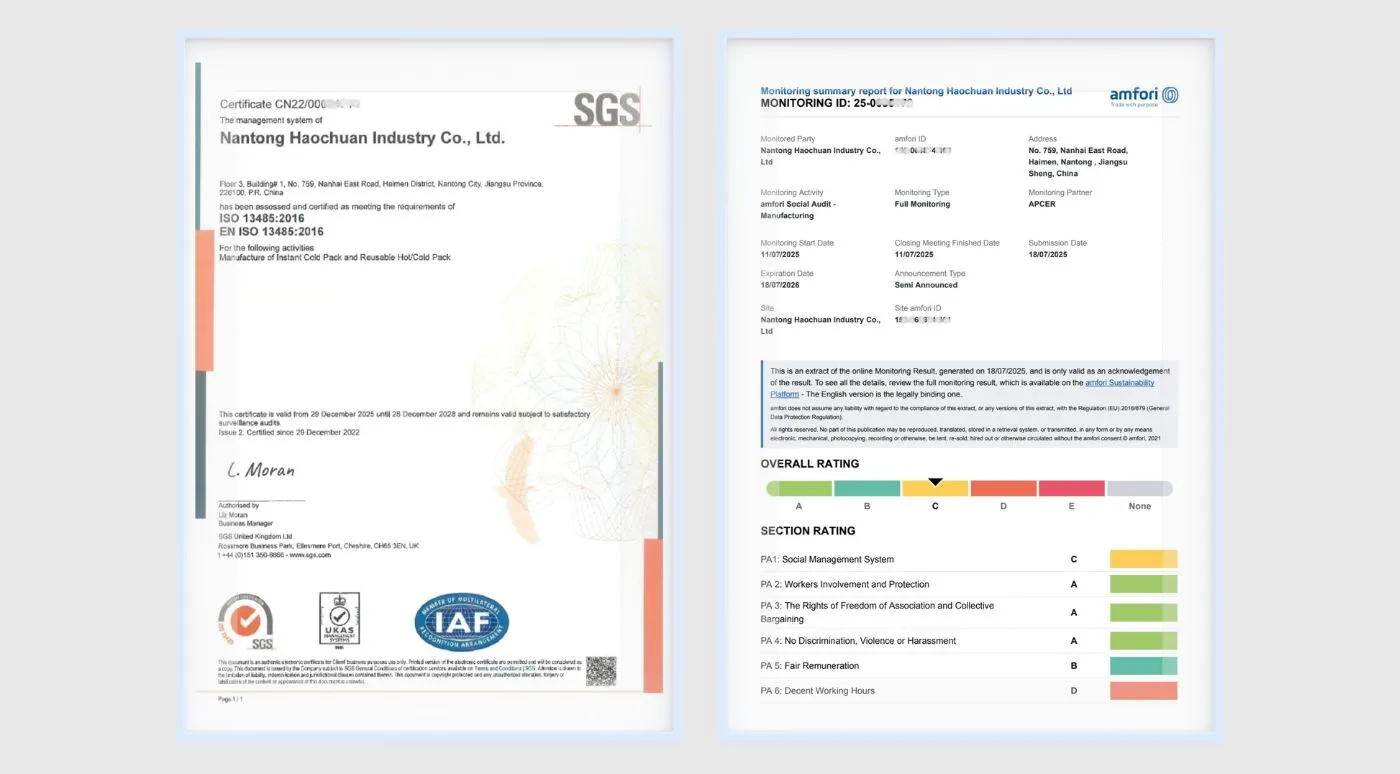 Multicares ISO 13485 Certified Quality Management System for Medical Devices & BSCI Audited Manufacturing Base for Ethical Supply Chain.