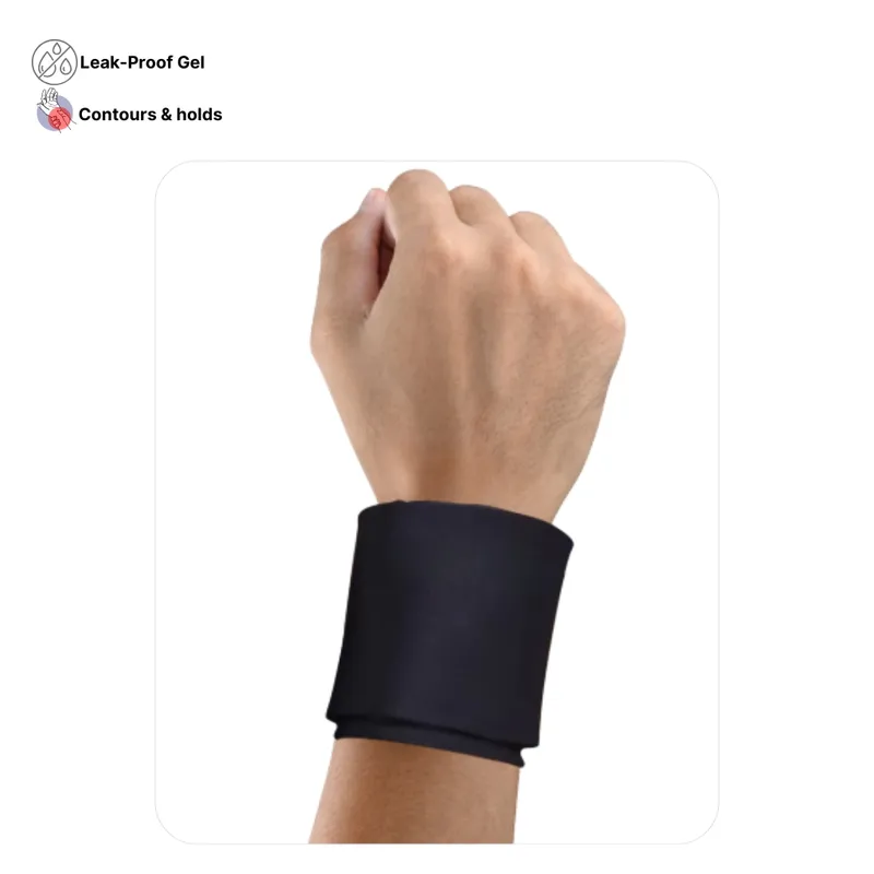 Solid-Flex™ leak-proof slip-on solid gel wrist band supporting 360-degree cold and hot therapy for pain management.
