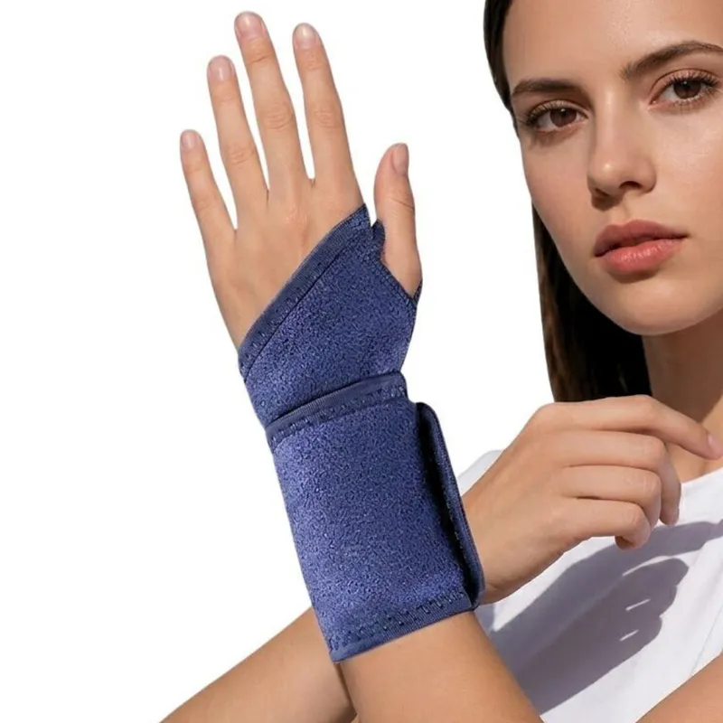Solid-Flex™ wrist therapy wrap with adjustable strap for carpal tunnel relief and sprain recovery, featuring solid gel technology