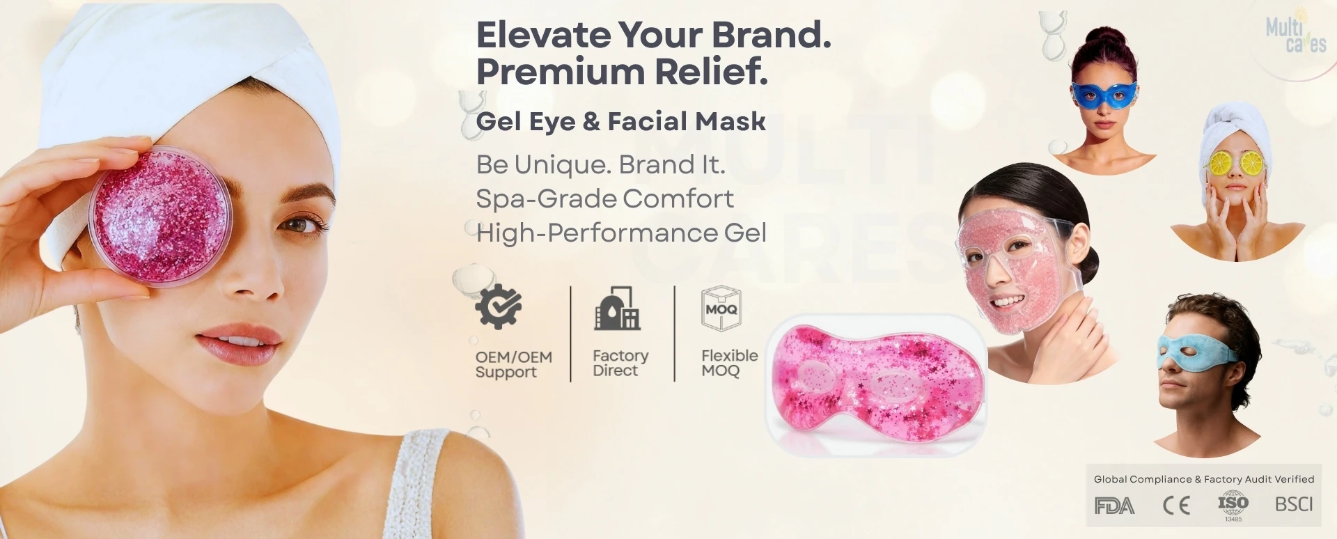 Elevate your brand with premium gel eye and facial masks for spa-grade comfort by Multicares